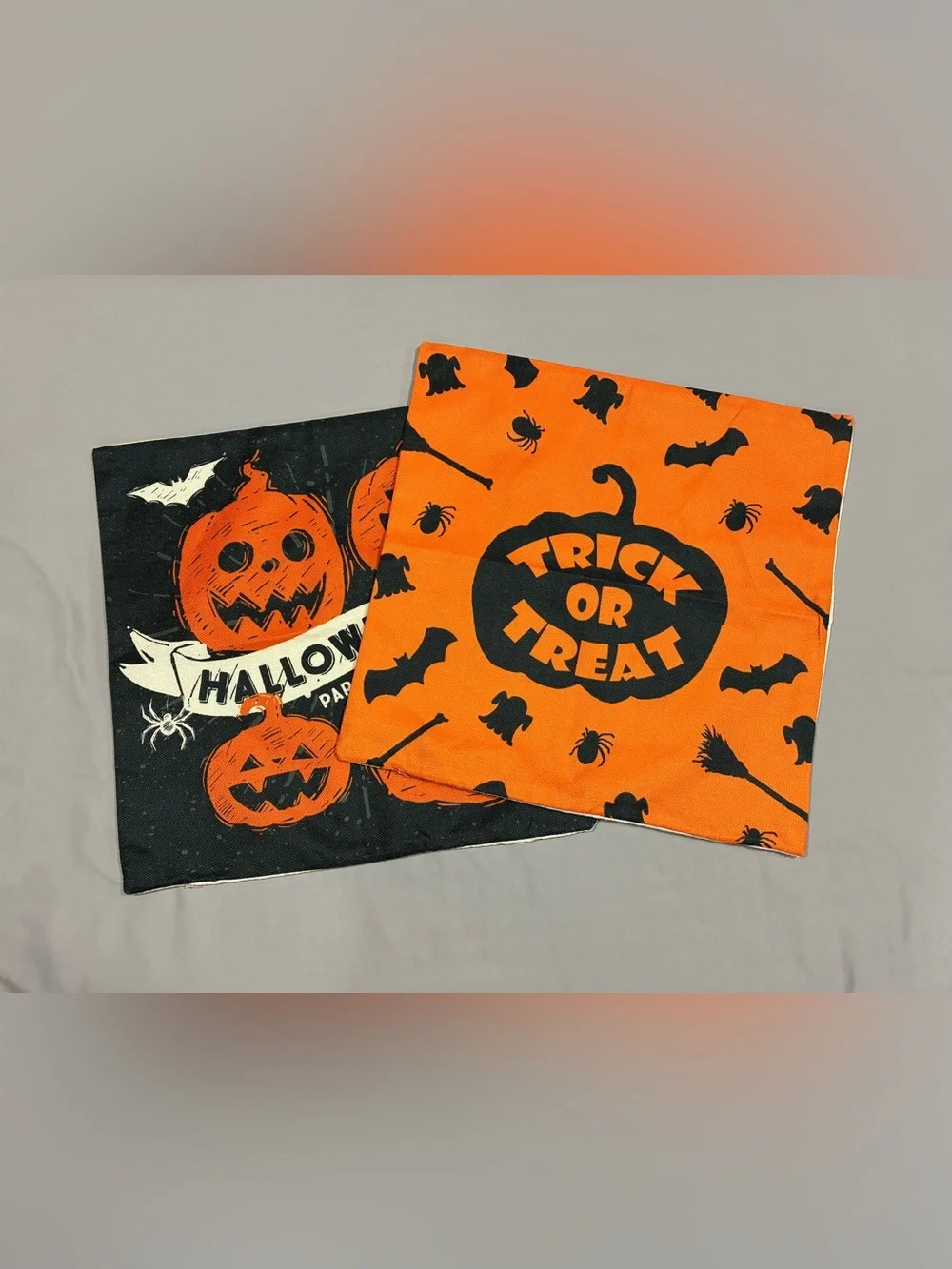 Halloween Party pillow covers - Orange & Black Pumpkin Design covers only new